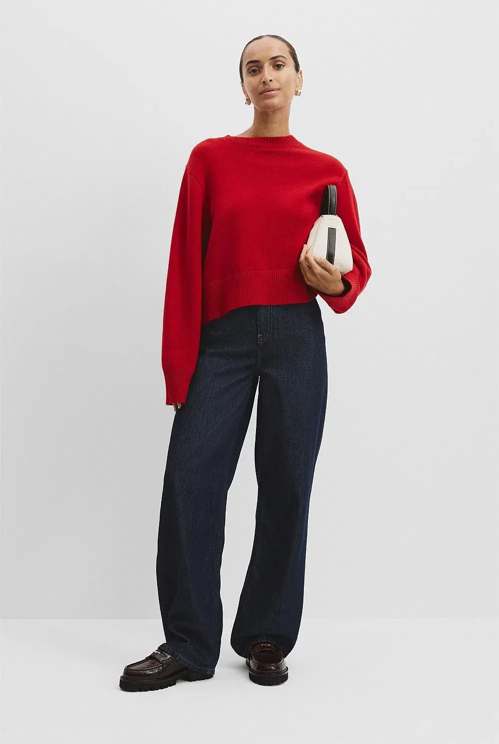 Country Road Organically Grown Cotton Blend Crop Crew Neck Knit Red Size AU  for rent on The Volte - main image