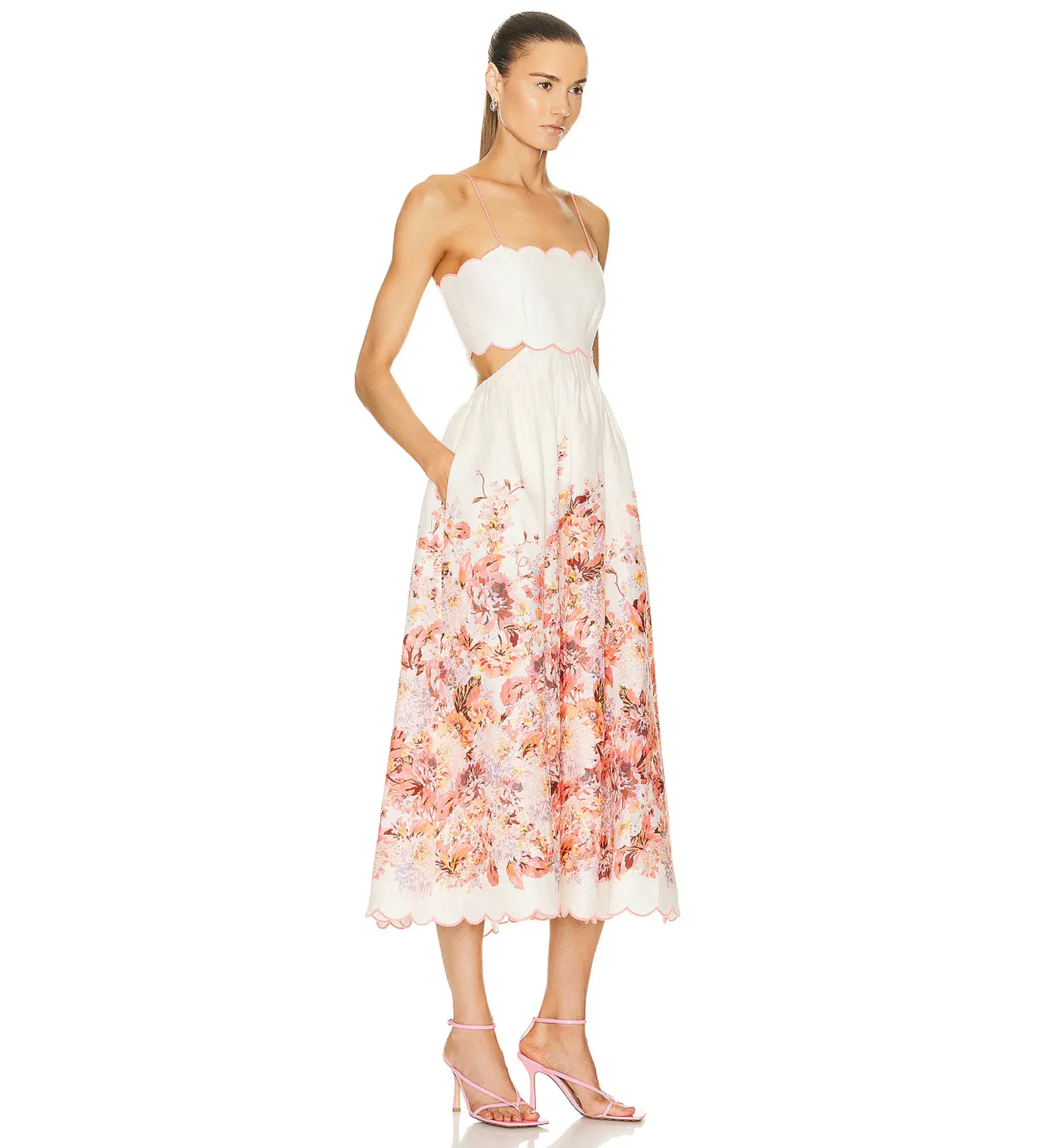 Zimmermann Devi Scallop Midi Dress in Size 3 / AU 12 - Image 2