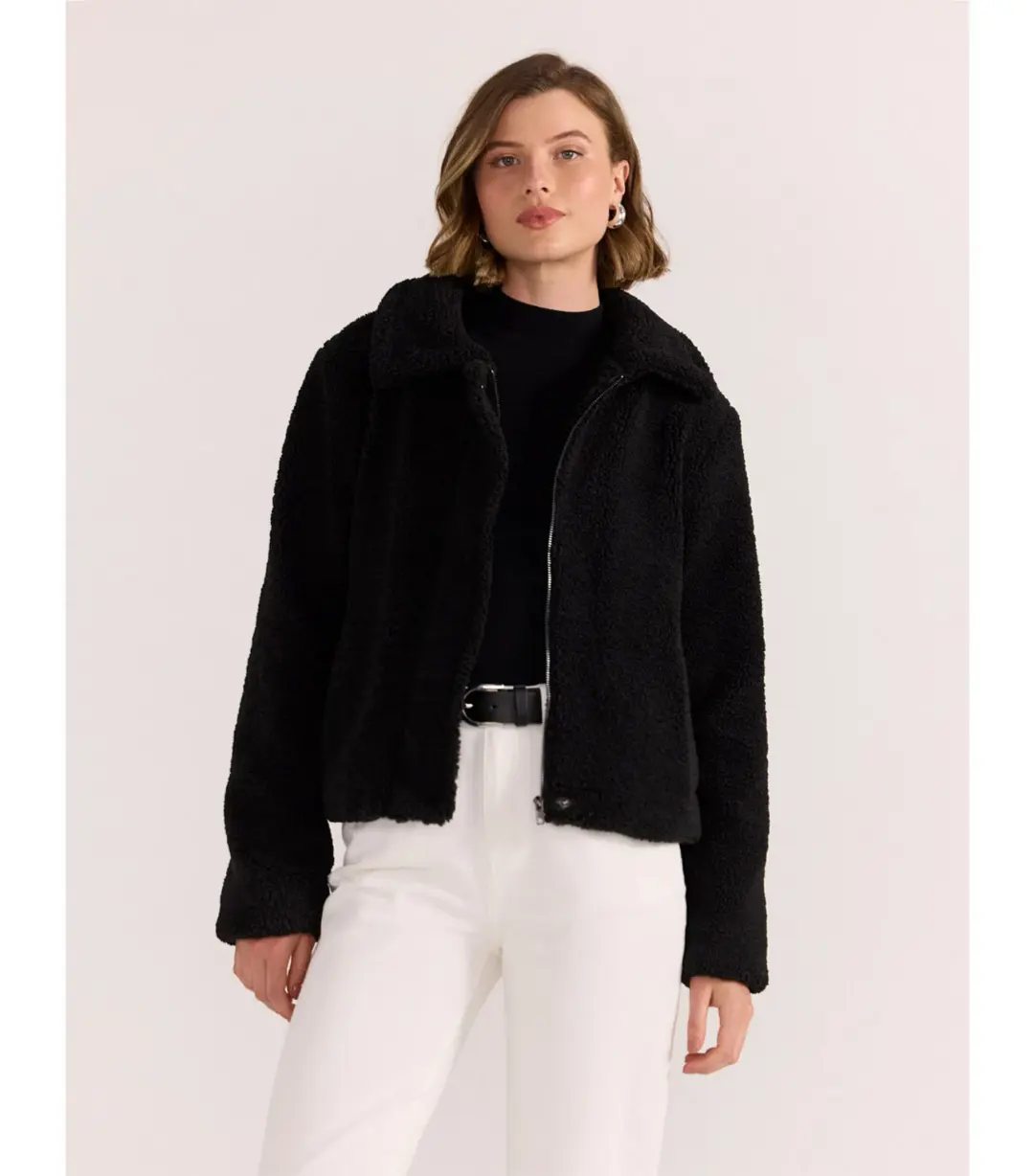 Staple The Label Tate Sherpa Jacket Black Size 8/S for rent on The Volte - main image