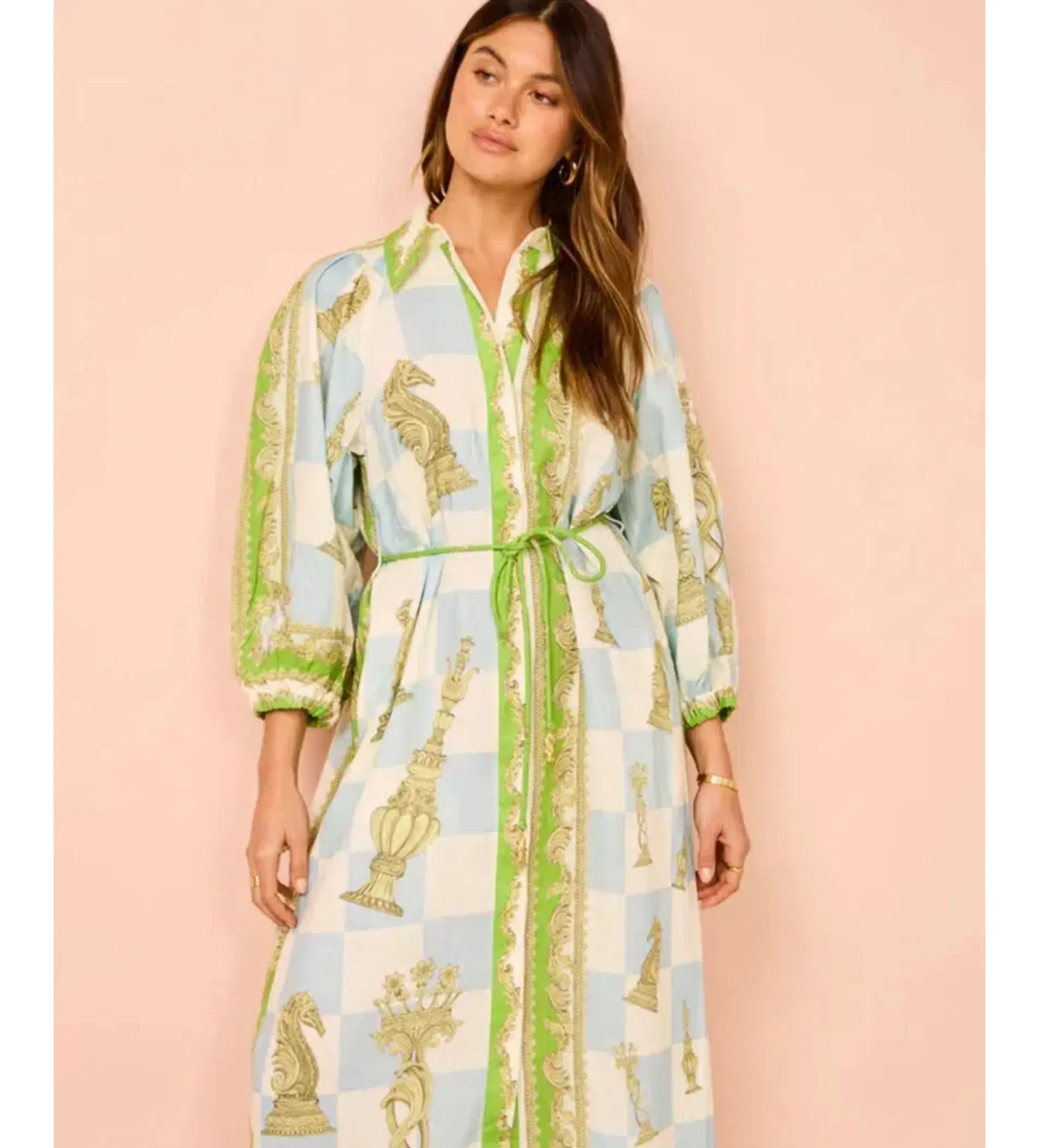 Alemais Checkmate Midi Dress Multi Print Size 8  - Image 2