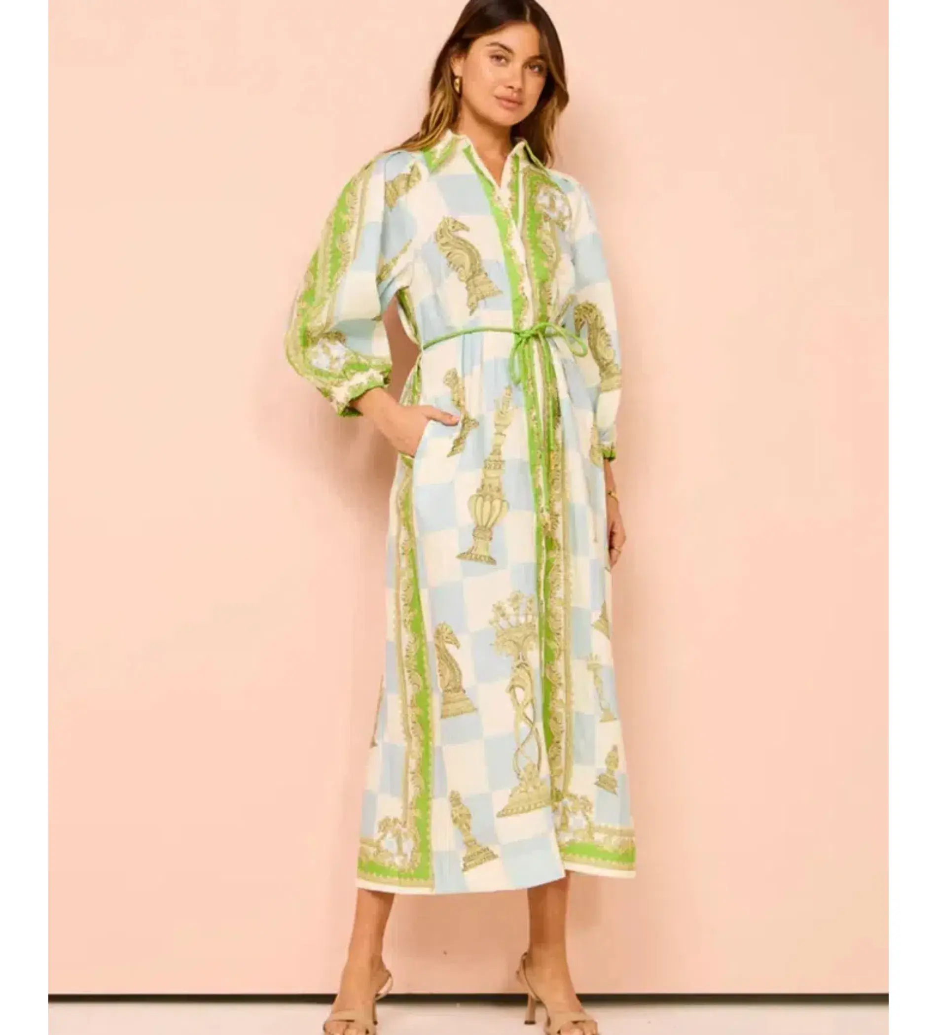 Alemais Checkmate Midi Dress Multi Print Size 8  - Image 1
