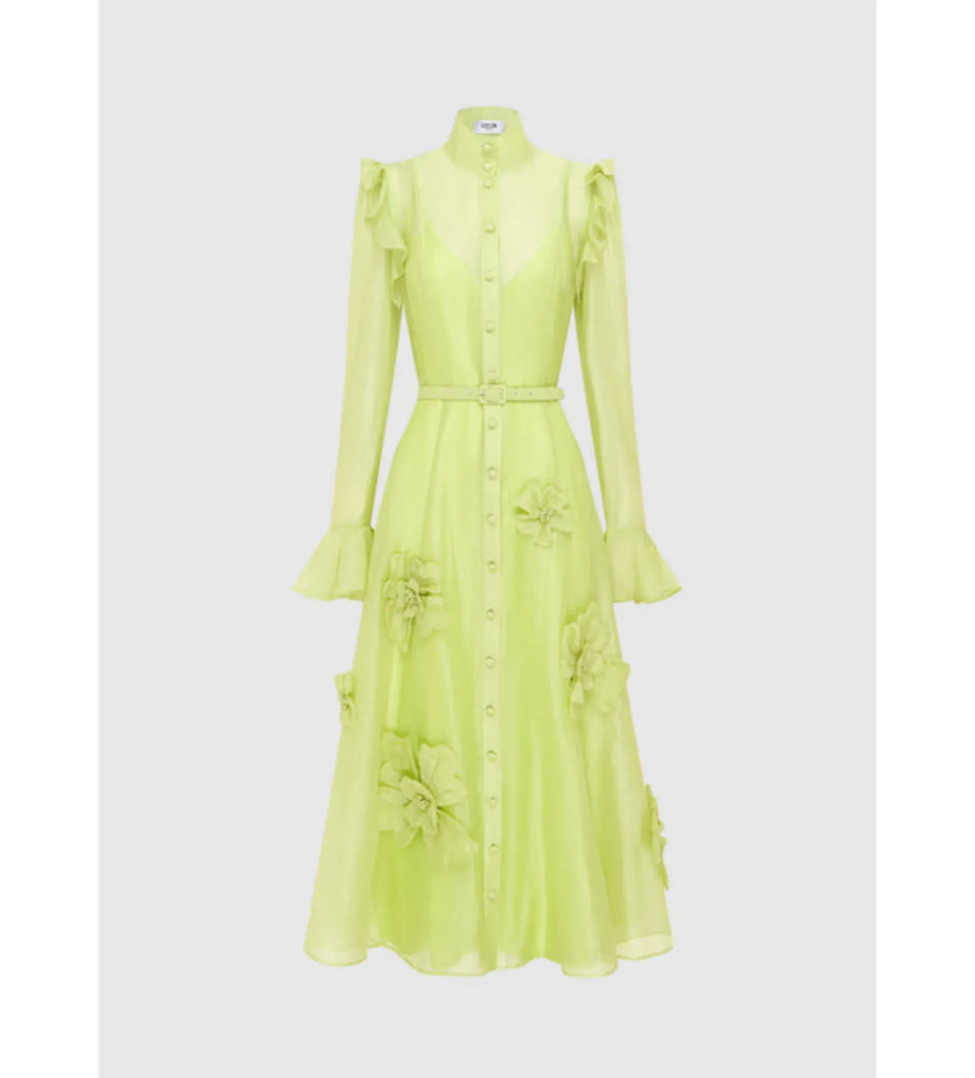LEO LIN Katrina Butterfly Midi in Chartreuse Size 14  - Image 1