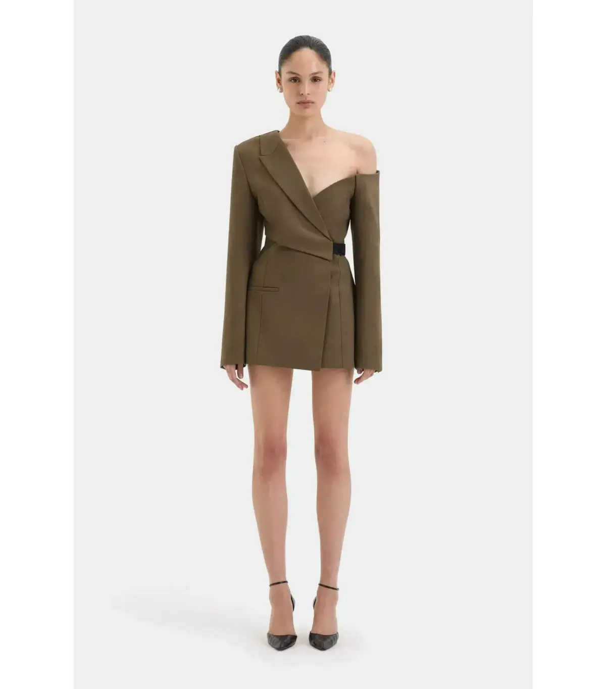 Sir the Label Santoria Mini Dress in Chocolate Marle Size AU 10  - Image 1