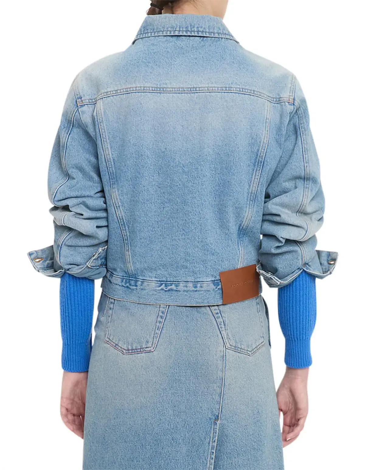 Victoria Beckham Padded Denim Jacket Pale Blue Wash Size  - Image 3