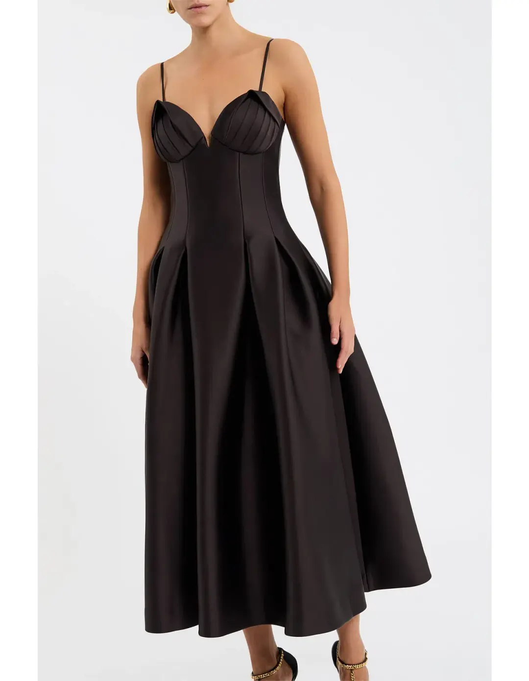 Rebecca Vallance Saskia Midi Dress Chocolate Size 10 for rent on The Volte - main image