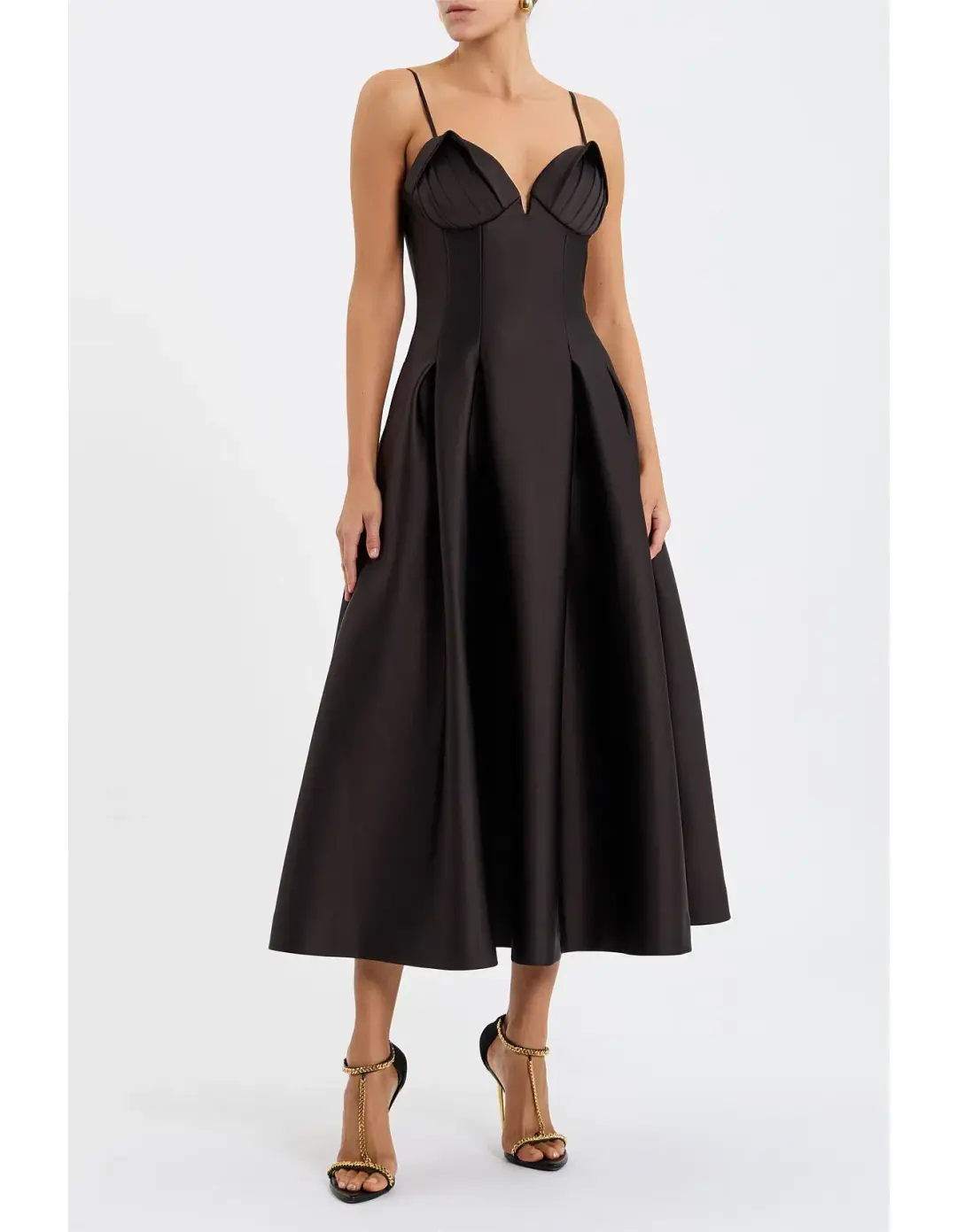 Rebecca Vallance Saskia Midi Dress Chocolate Size 10 for rent on The Volte - main image