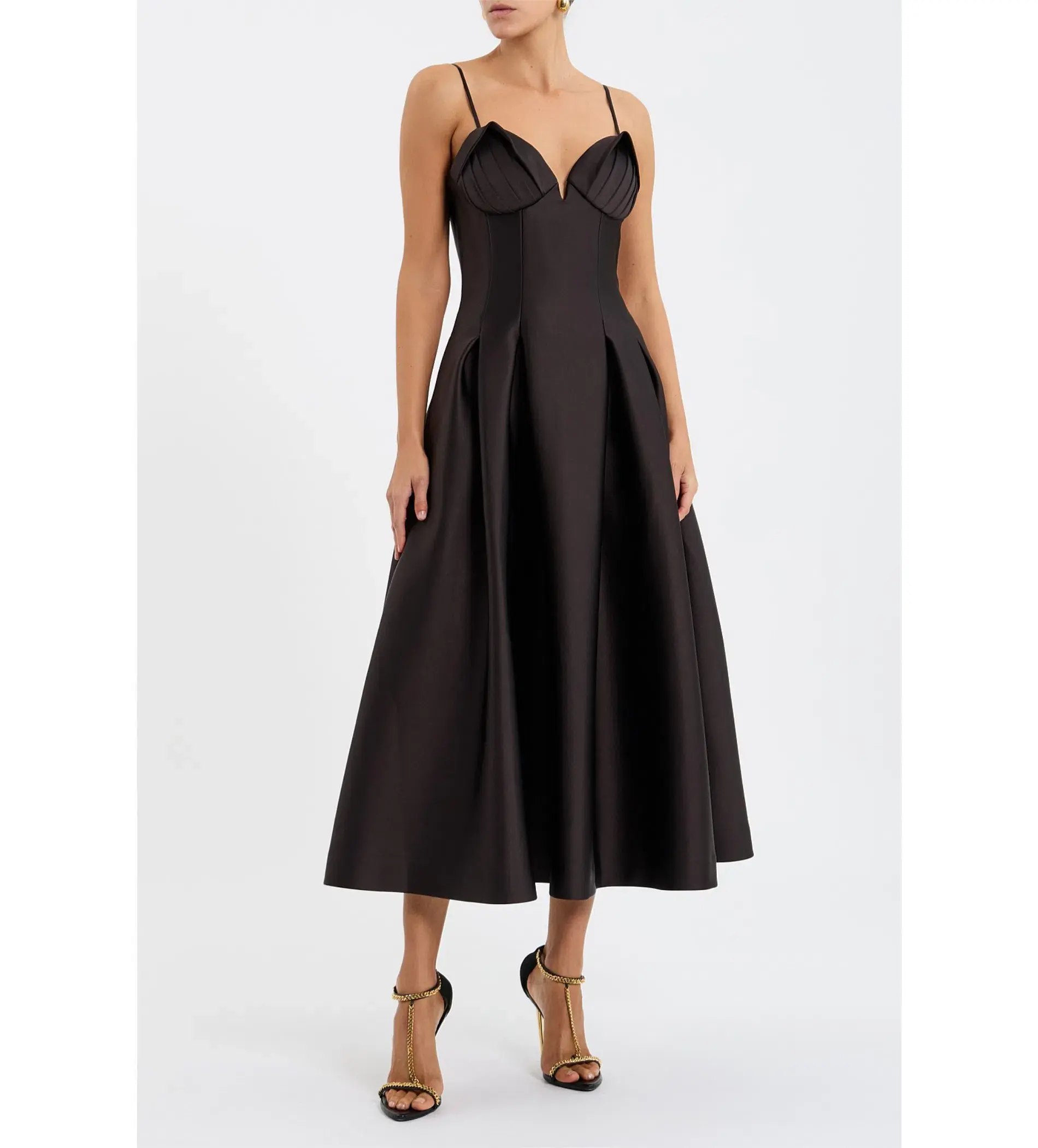 Rebecca Vallance Saskia Midi Dress Chocolate Size AU 12 - Image 1