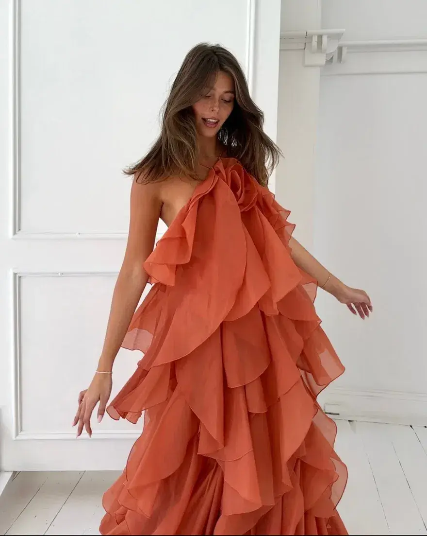 Aje Pandorea Maxi Dress Coral Clay Size AU 14 - Image 6