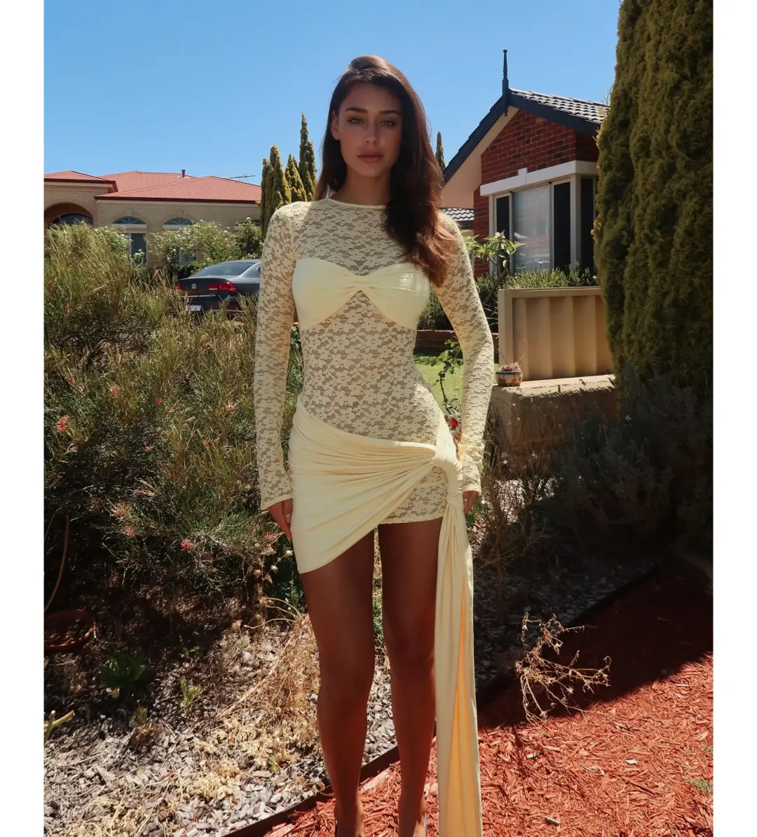 Deconduarte Ortigia Mini Dress in Yellow Size 12 for rent on The Volte - main image