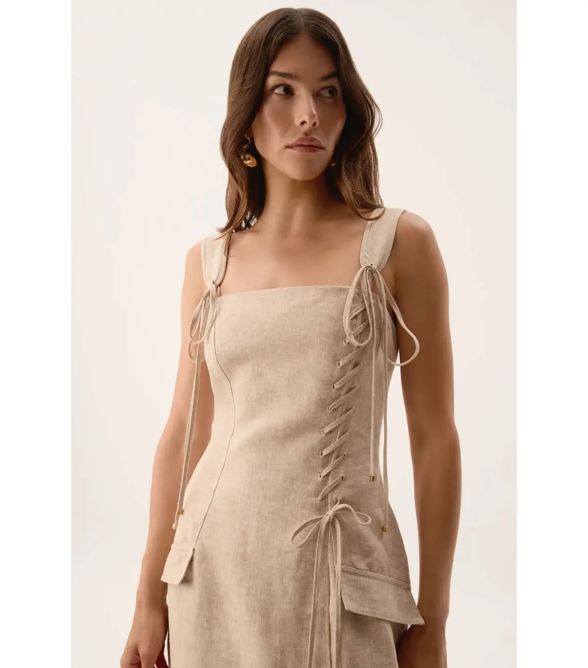 Aje Morgan Midi Dress Dune Beige Size 8/S - Image 5
