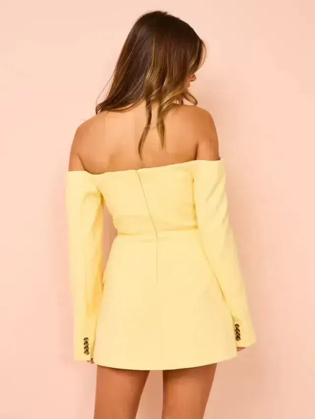 Sir the Label Sandrine Tailored Mini Dress Yellow Size 8  for rent on The Volte - main image