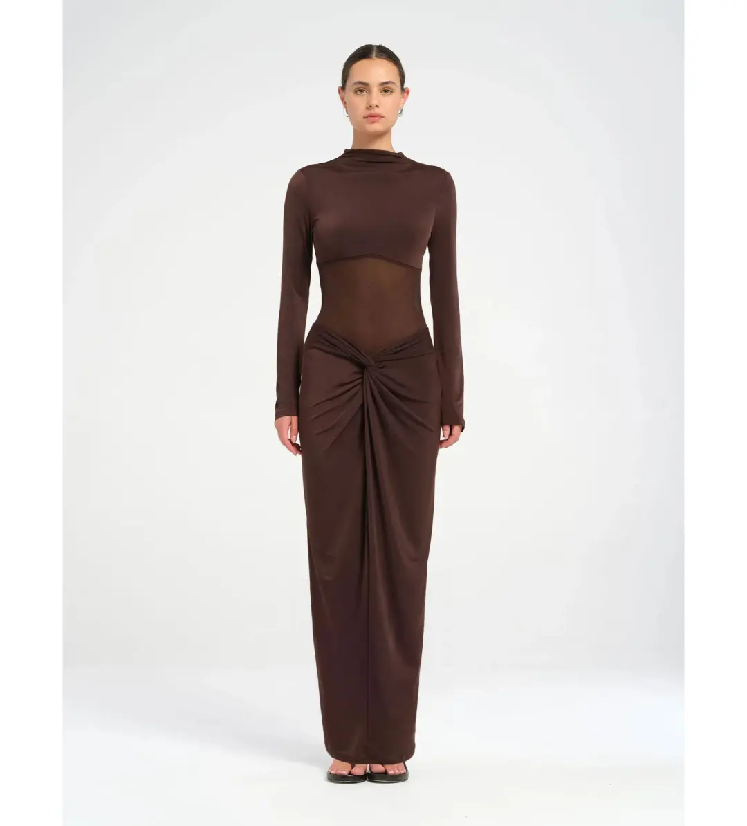 Benni Dora Maxi Dress in Chocolate Size 10 for rent on The Volte - main image