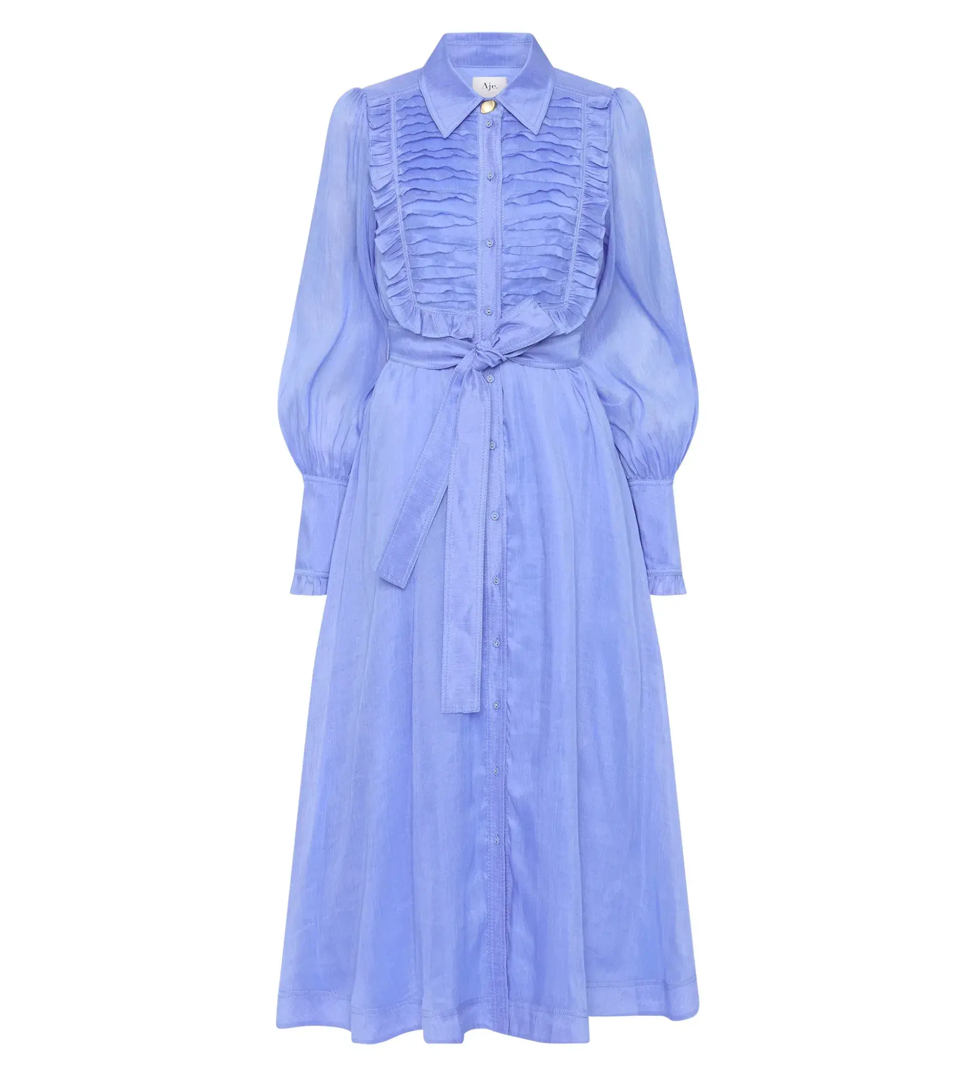 Aje Iris Pleated Bib Midi Dress in Mist Blue Size 10 - Image 5