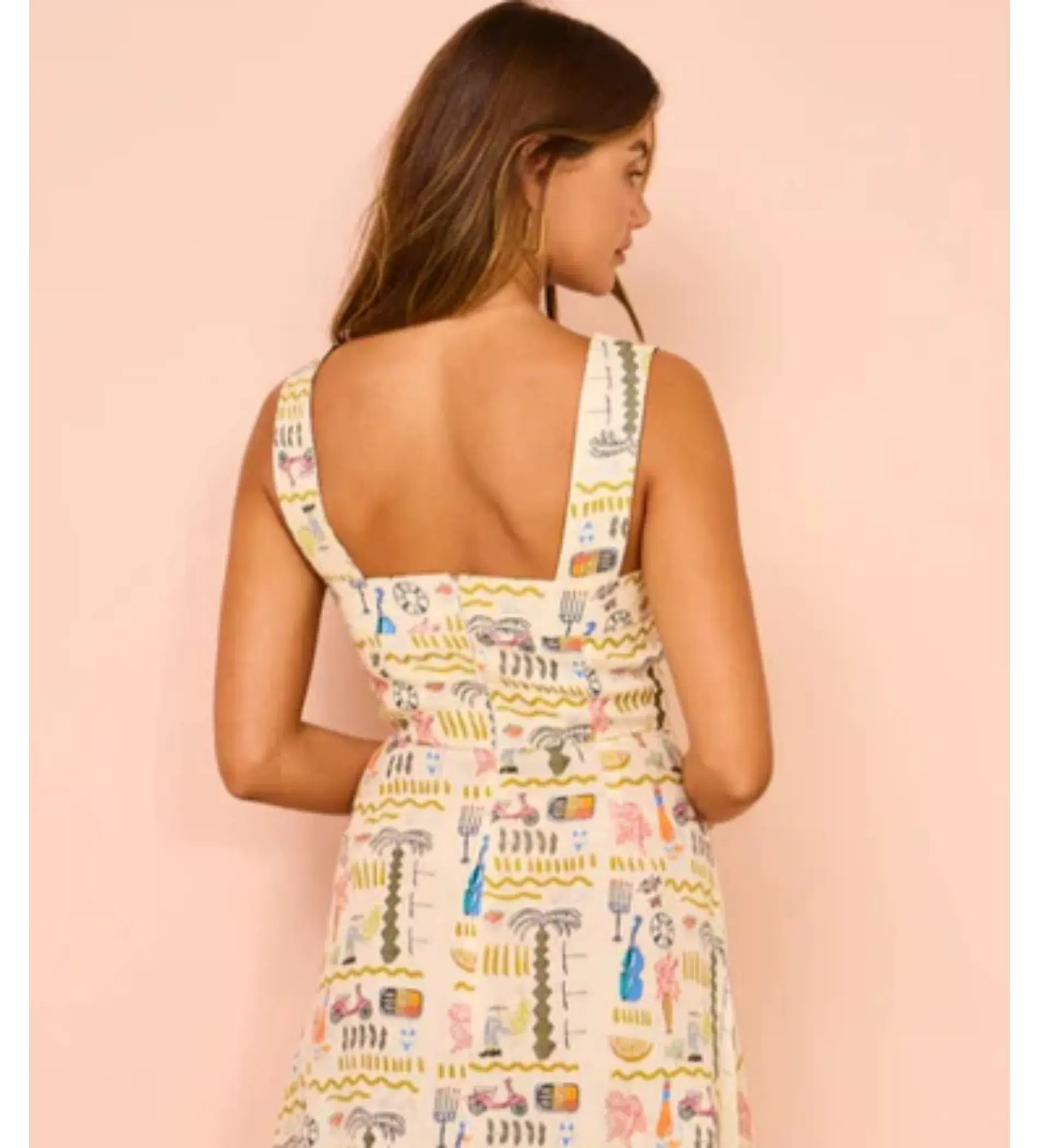 Palm Noosa Rosa Midi Dress in Yellow Verano Tiles Size AU 10 - Image 5