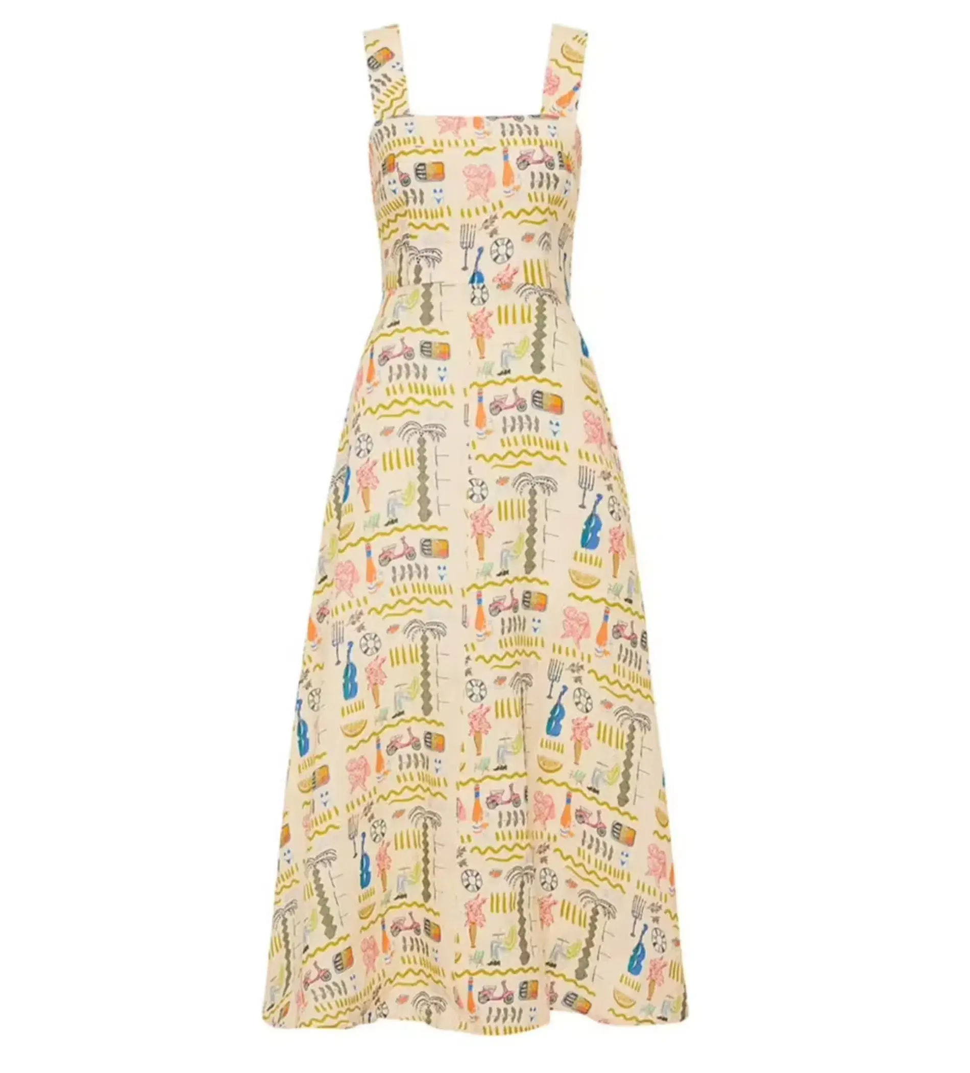 Palm Noosa Rosa Midi Dress in Yellow Verano Tiles Size AU 10 - Image 6