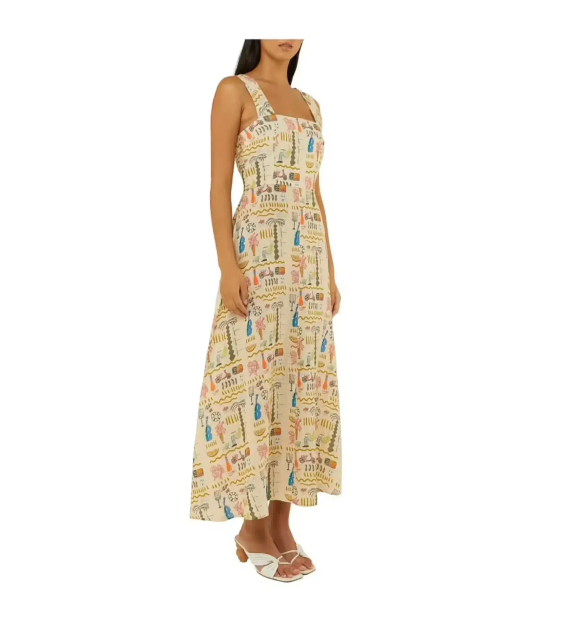 Palm Noosa Rosa Midi Dress in Yellow Verano Tiles Size AU 10 - Image 2