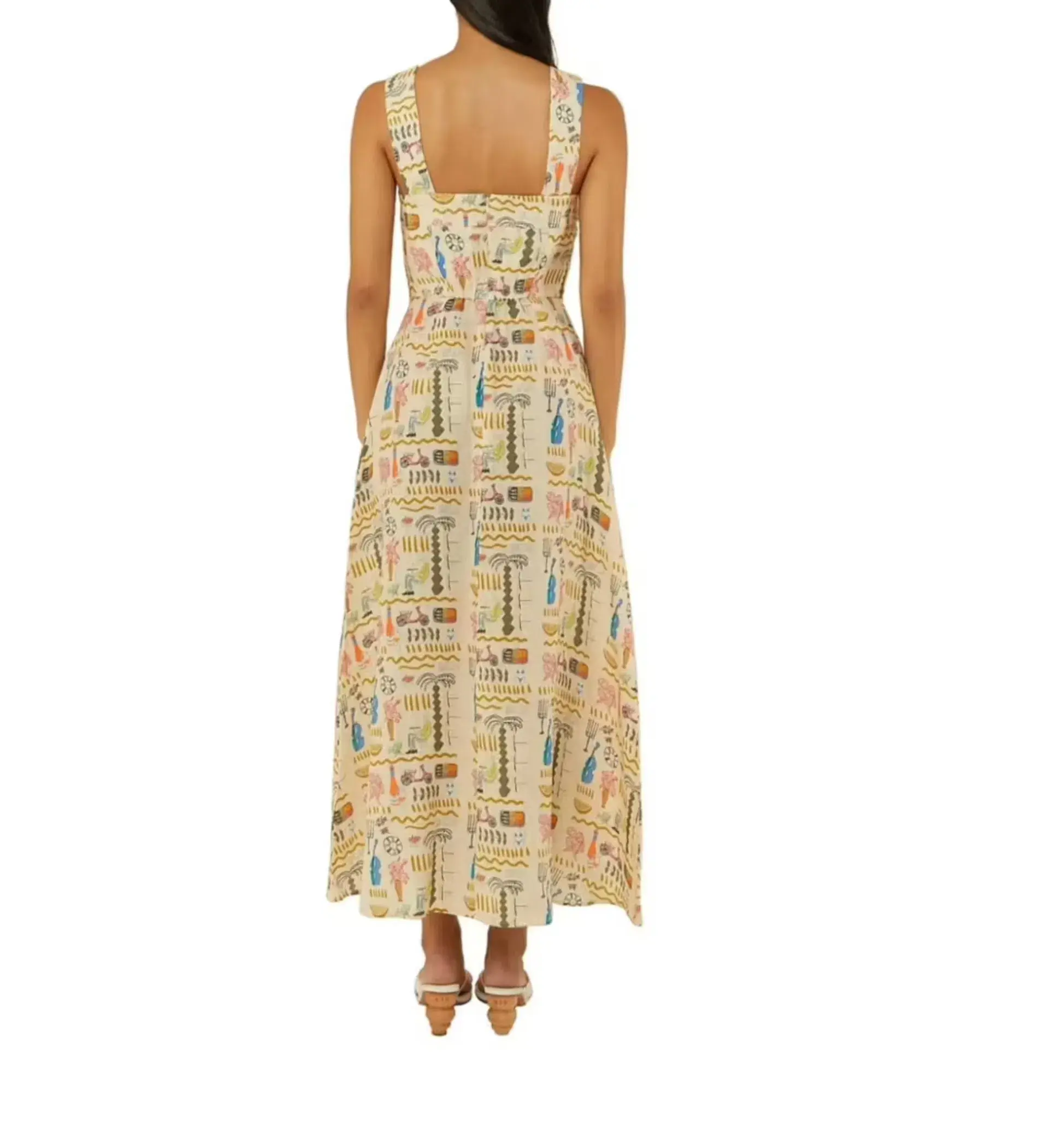 Palm Noosa Rosa Midi Dress in Yellow Verano Tiles Size AU 10 - Image 3