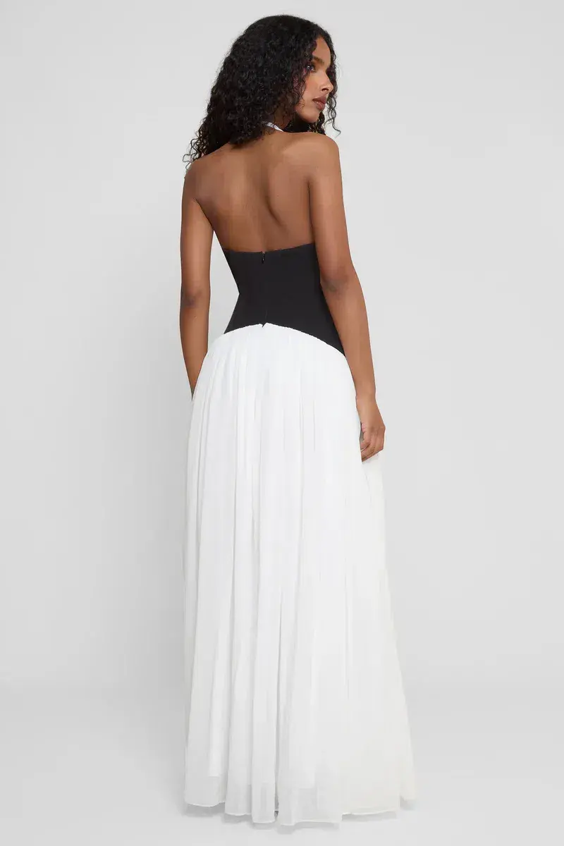 LEAU Harlowe Contrast Corset Maxi Dress in White Size 6 - Image 3