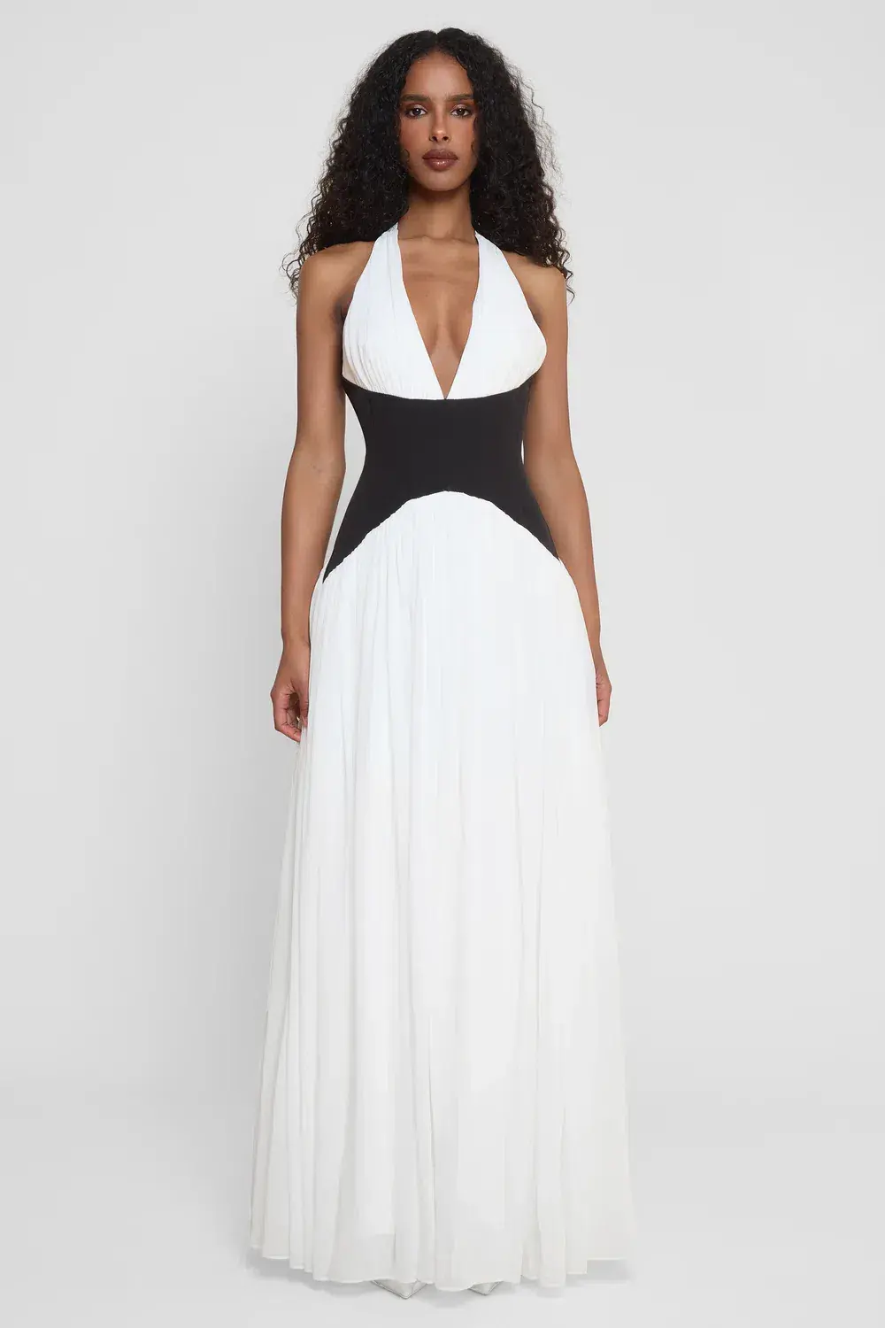 LEAU Harlowe Contrast Corset Maxi Dress in White Size 6 - Image 1