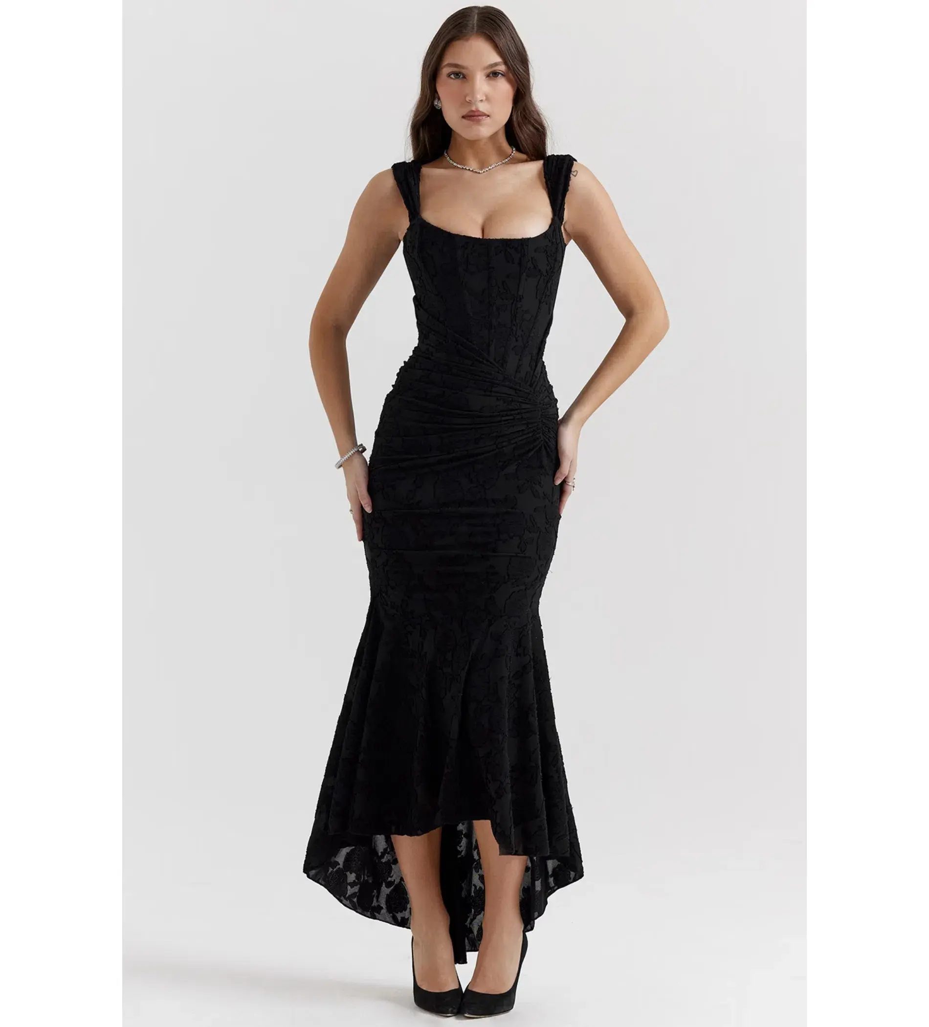 House Of CB Cesca Maxi Dress Black Floral Size 14 - Image 2
