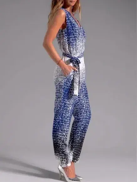 Diane Von Furstenberg Kawena Jumpsuit Multi Print Size 4 - Image 3