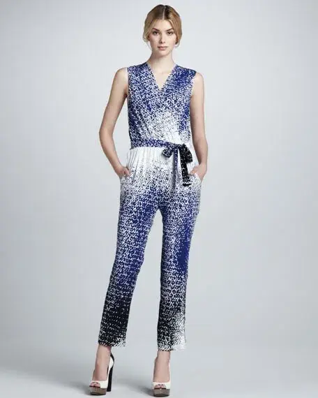 Diane Von Furstenberg Kawena Jumpsuit Multi Print Size 4 - Image 1