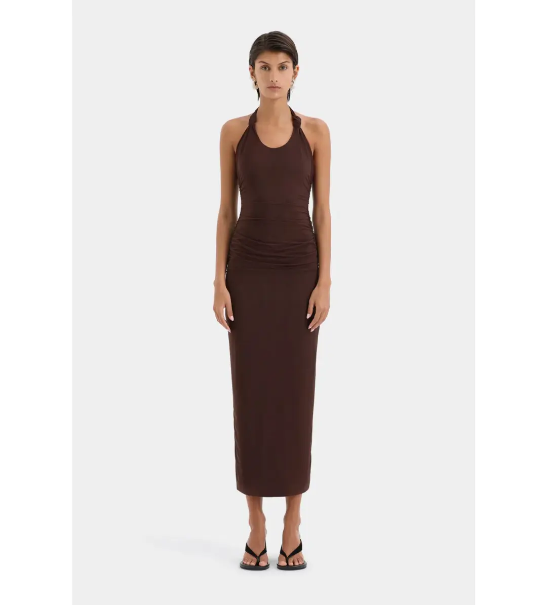 SIR Jacques Knot Midi Dress Chocolate Size AU 8 for rent on The Volte - main image