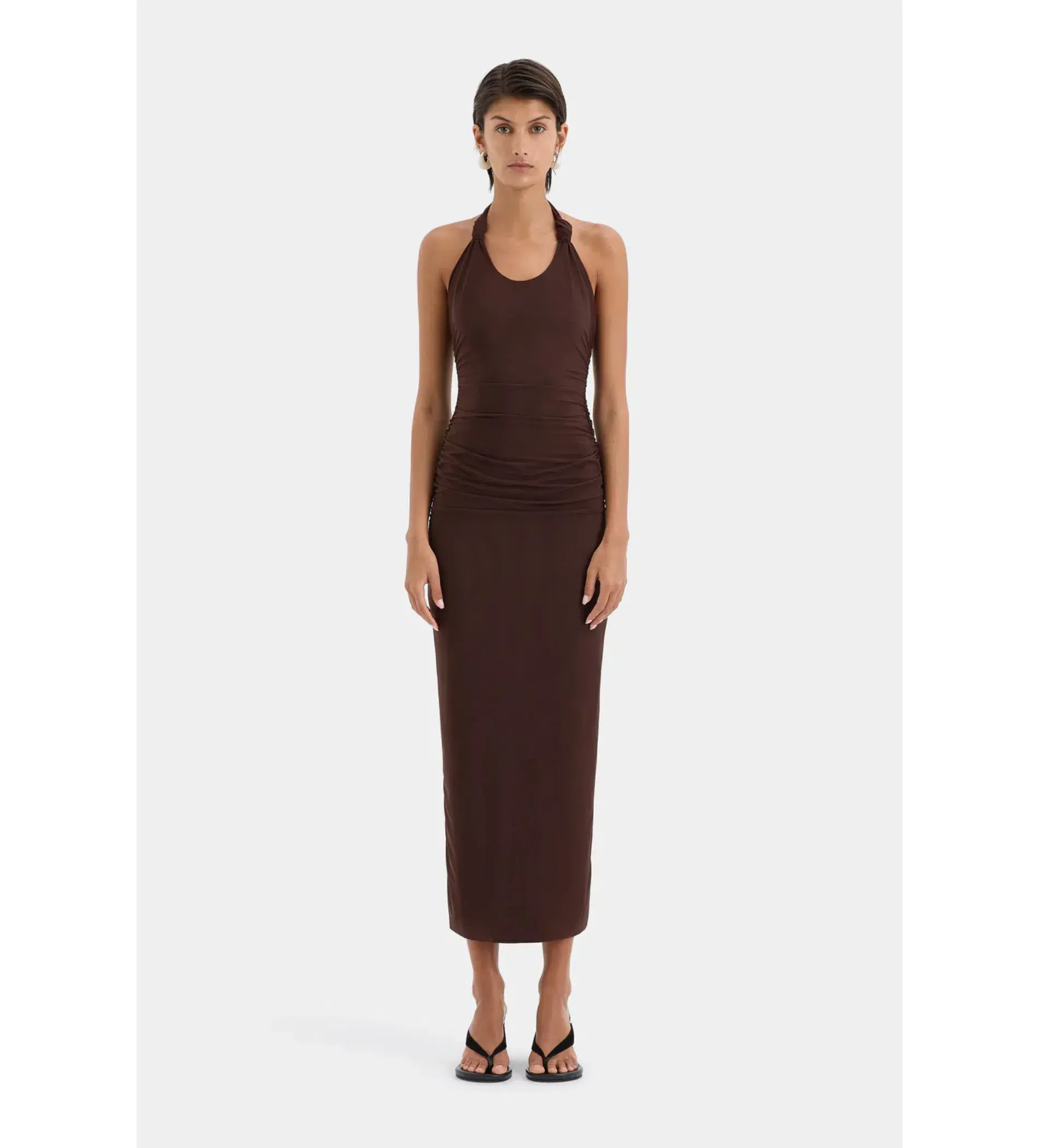 SIR Jacques Knot Midi Dress Chocolate Size AU 8 - Image 1