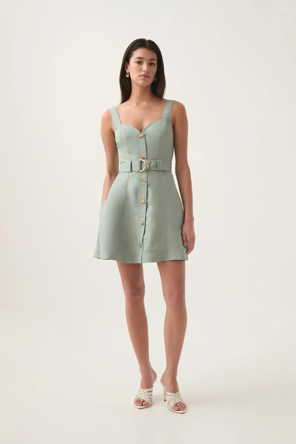 Aje Clay Belted Mini Dress Green Size 12 - Image 1