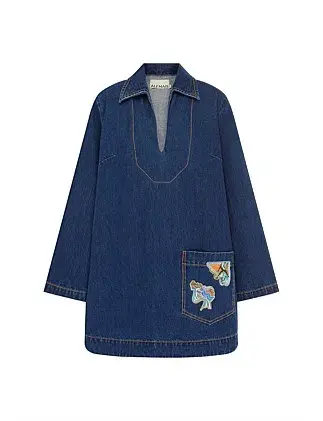 ALEMAIS SPEEDY DENIM MINI DRESS SIZE 10/L for rent on The Volte - main image