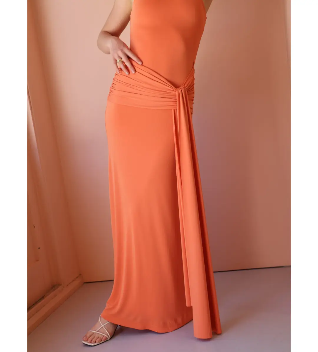 By Nicola Charli Racerback Sarong Dress in Sunset Size S / AU 8  for rent on The Volte - main image
