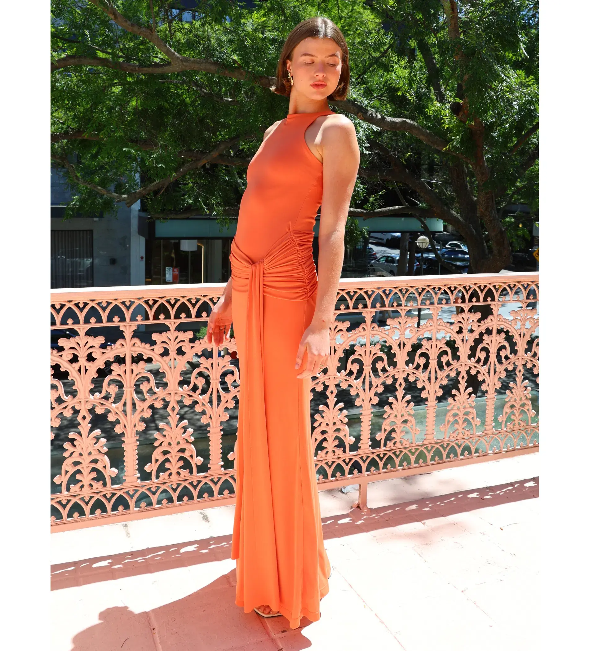 By Nicola Charli Racerback Sarong Dress in Sunset Size S / AU 8  - Image 2