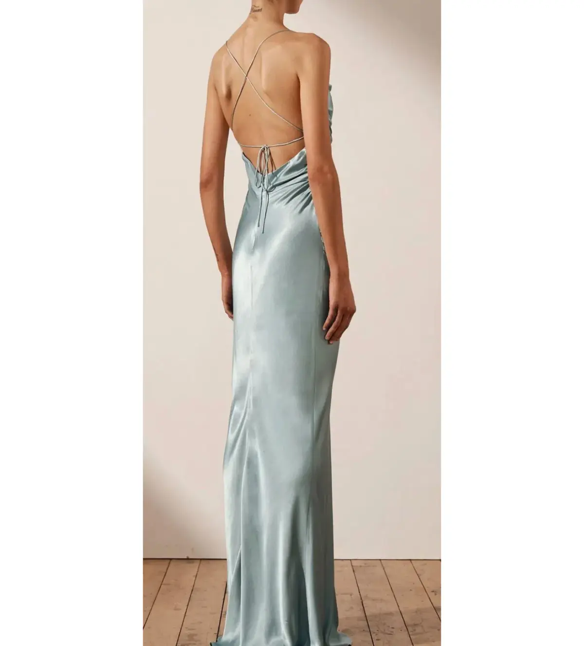 Shona Joy La Lune Lace Back Maxi Dress Powder Blue Size 8 - Image 3