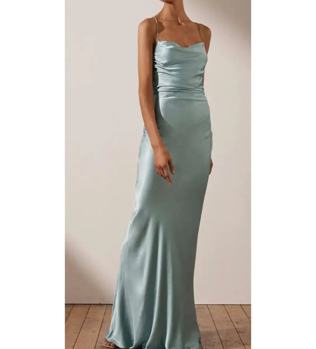 Shona Joy La Lune Lace Back Maxi Dress Powder Blue Size 8 for rent on The Volte - main image