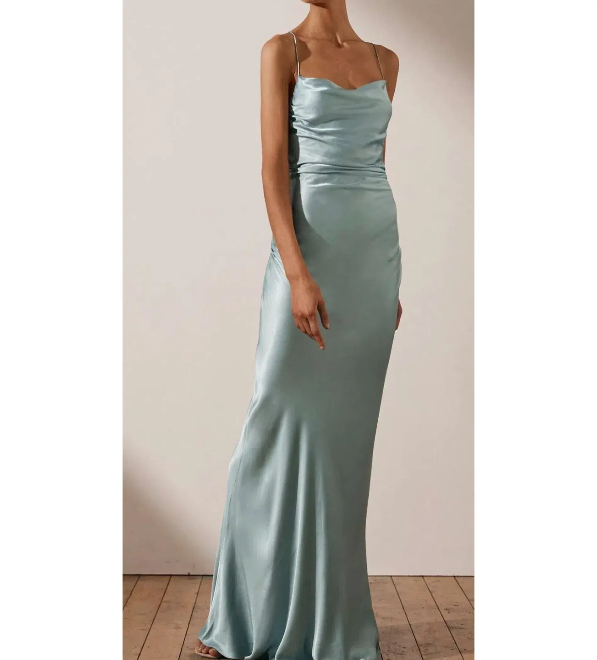 Shona Joy La Lune Lace Back Maxi Dress Powder Blue Size 8 - Image 4