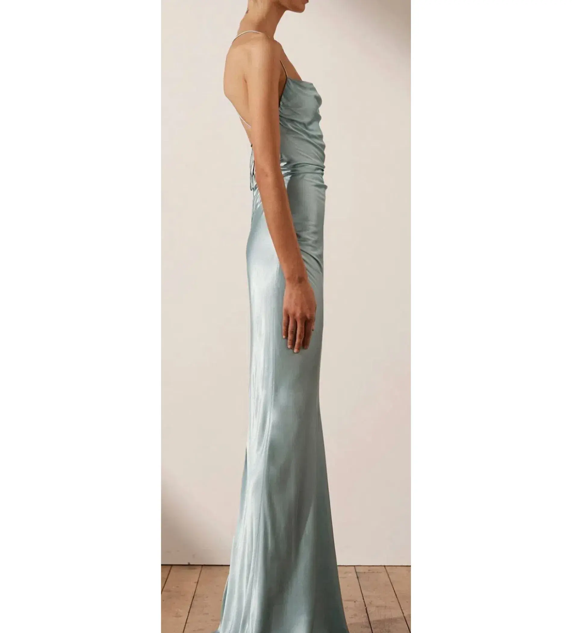 Shona Joy La Lune Lace Back Maxi Dress Powder Blue Size 8 - Image 2