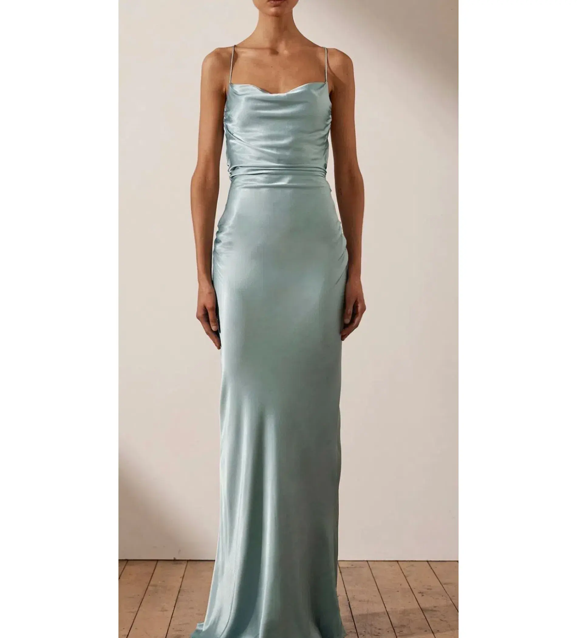 Shona Joy La Lune Lace Back Maxi Dress Powder Blue Size 8 - Image 1
