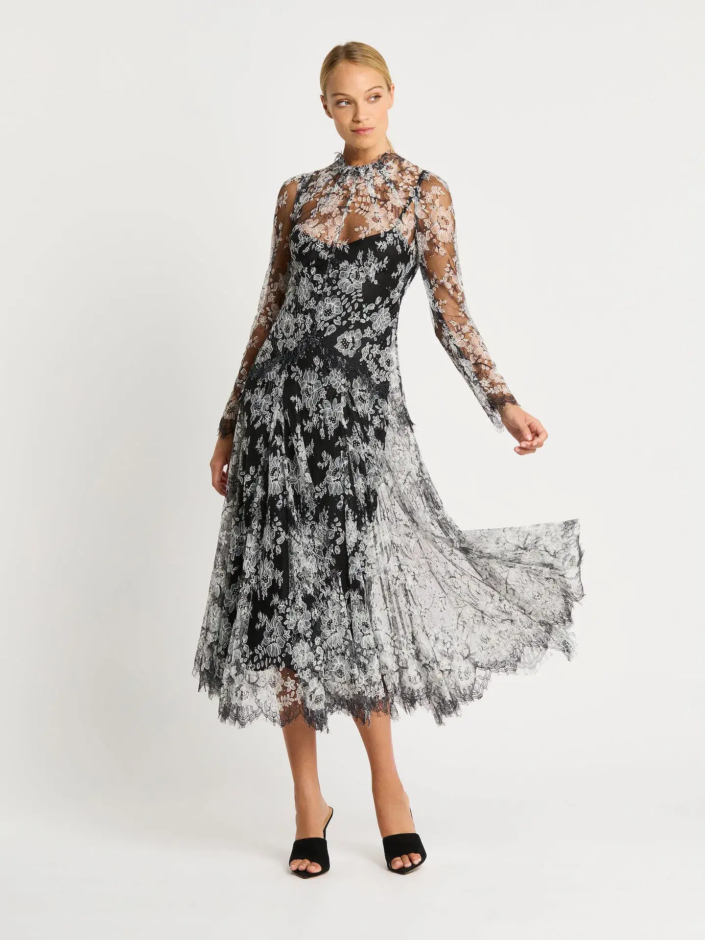 Moss & Spy Melody Midi Dress in Black/Ivory Size AU 14 - Image 1