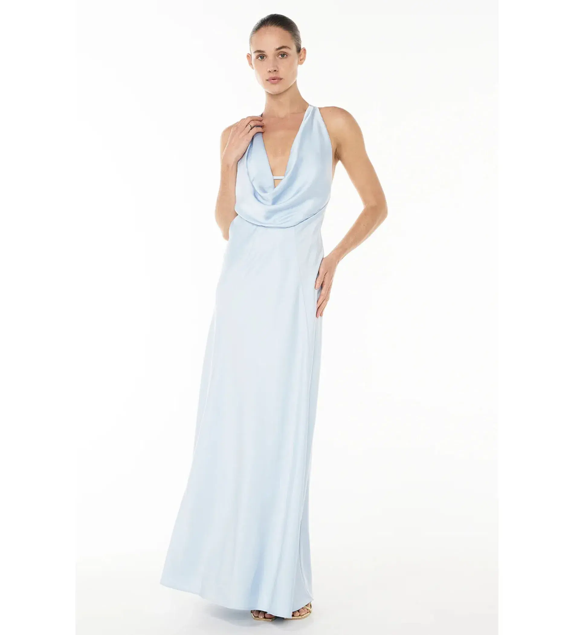 Manning Cartell Charmed Cowl Slip Maxi Dress Dove Blue Size AU 6 - Image 1
