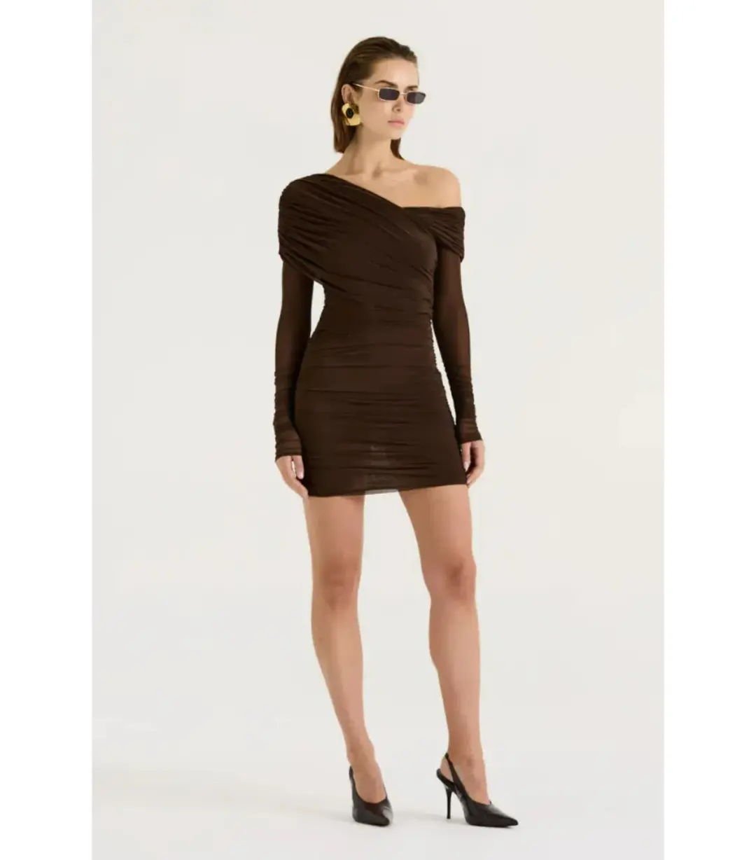 Henne Paris Mini Dress Brown Size AU 10 for rent on The Volte - main image