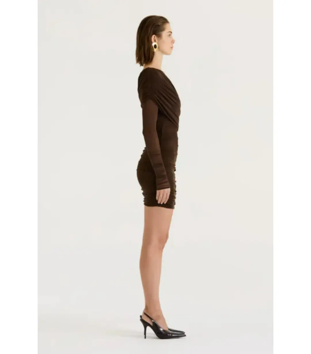 Henne Paris Mini Dress Brown Size AU 10 for rent on The Volte - main image