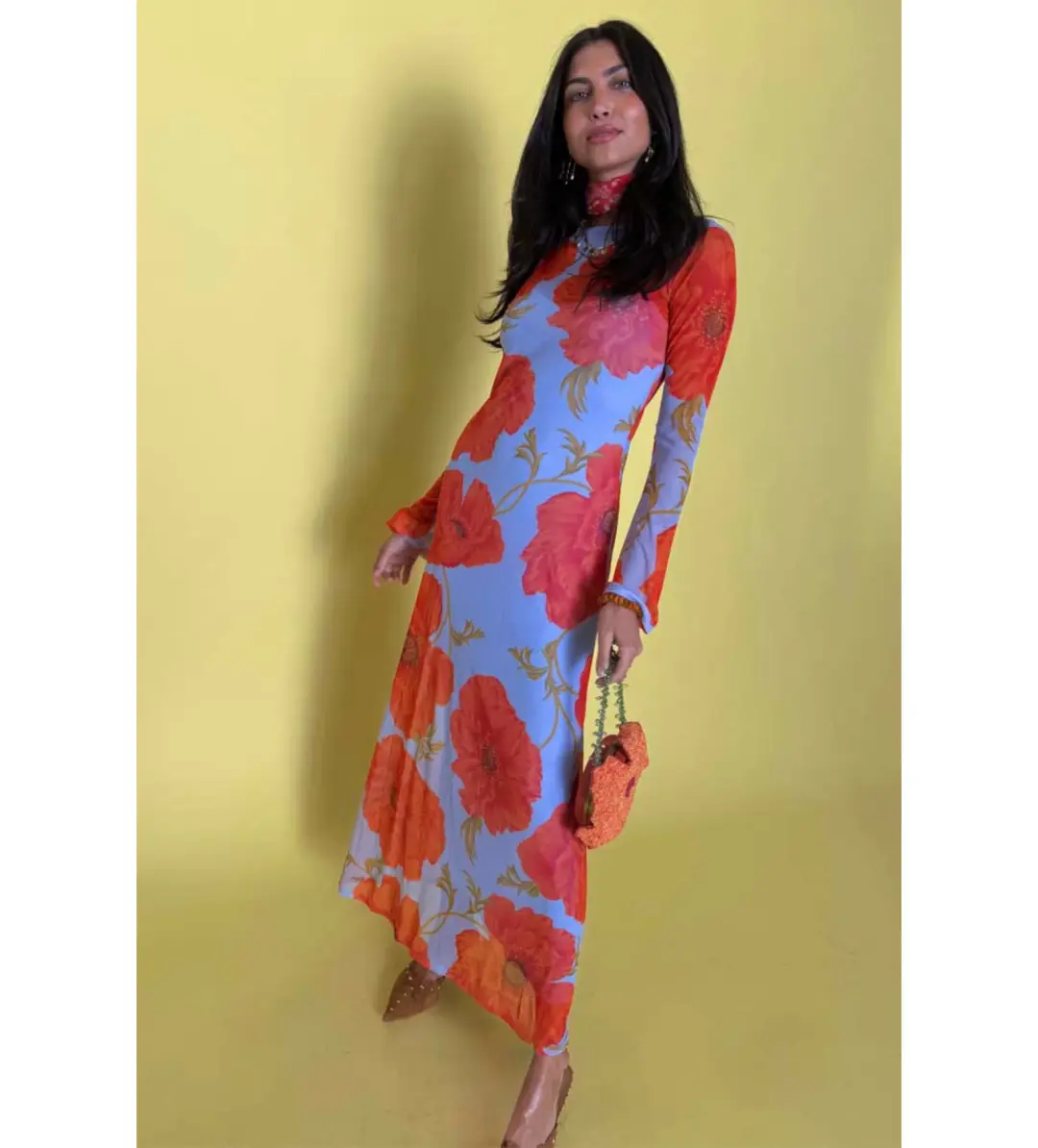 Never Fully Dressed Blue Poppy Aria Mesh Dress Size 14  for rent on The Volte - main image