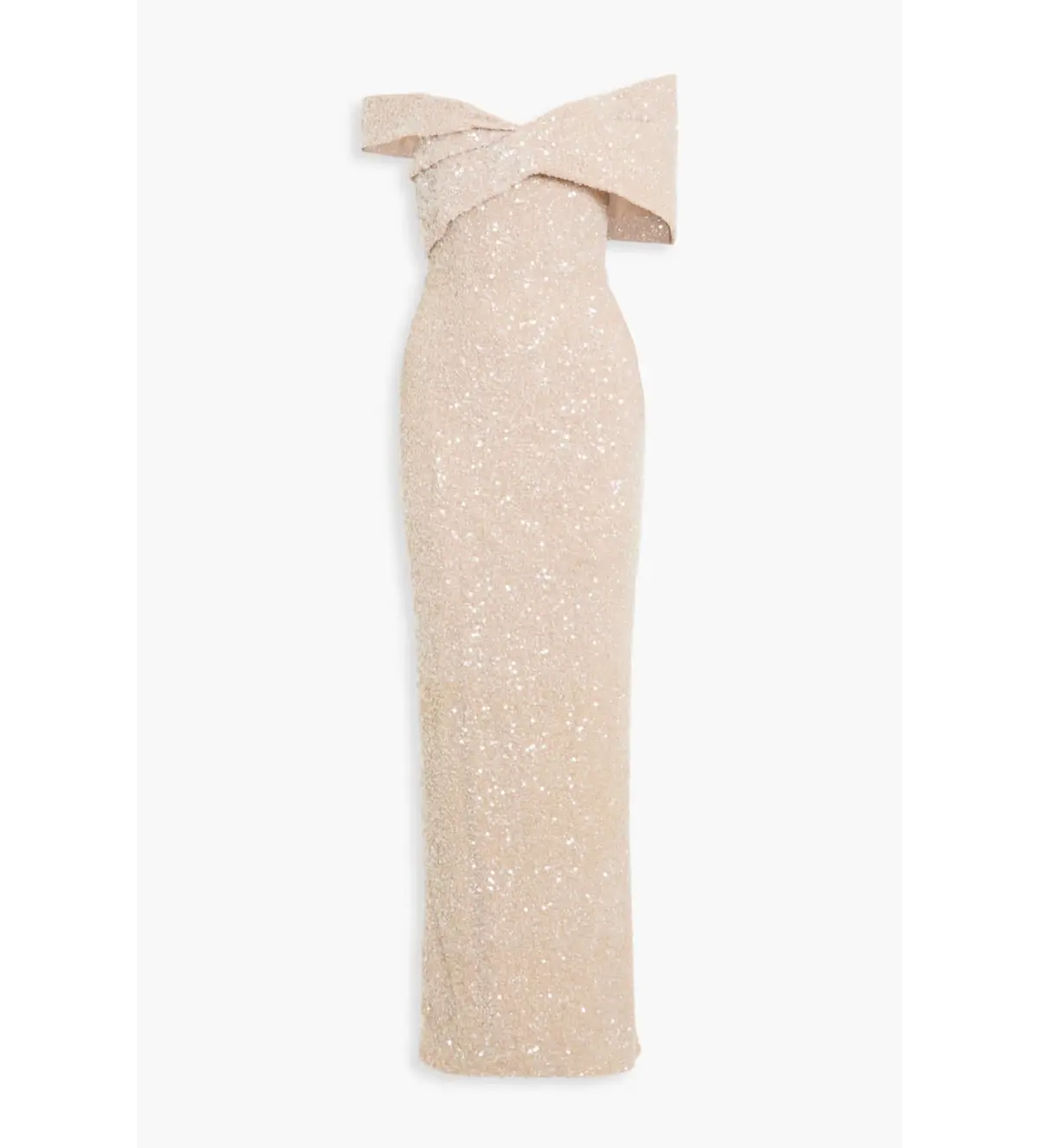 Rachel Gilbert Mirella Off Shoulder Gown in Neutral Size AU 14 - Image 4