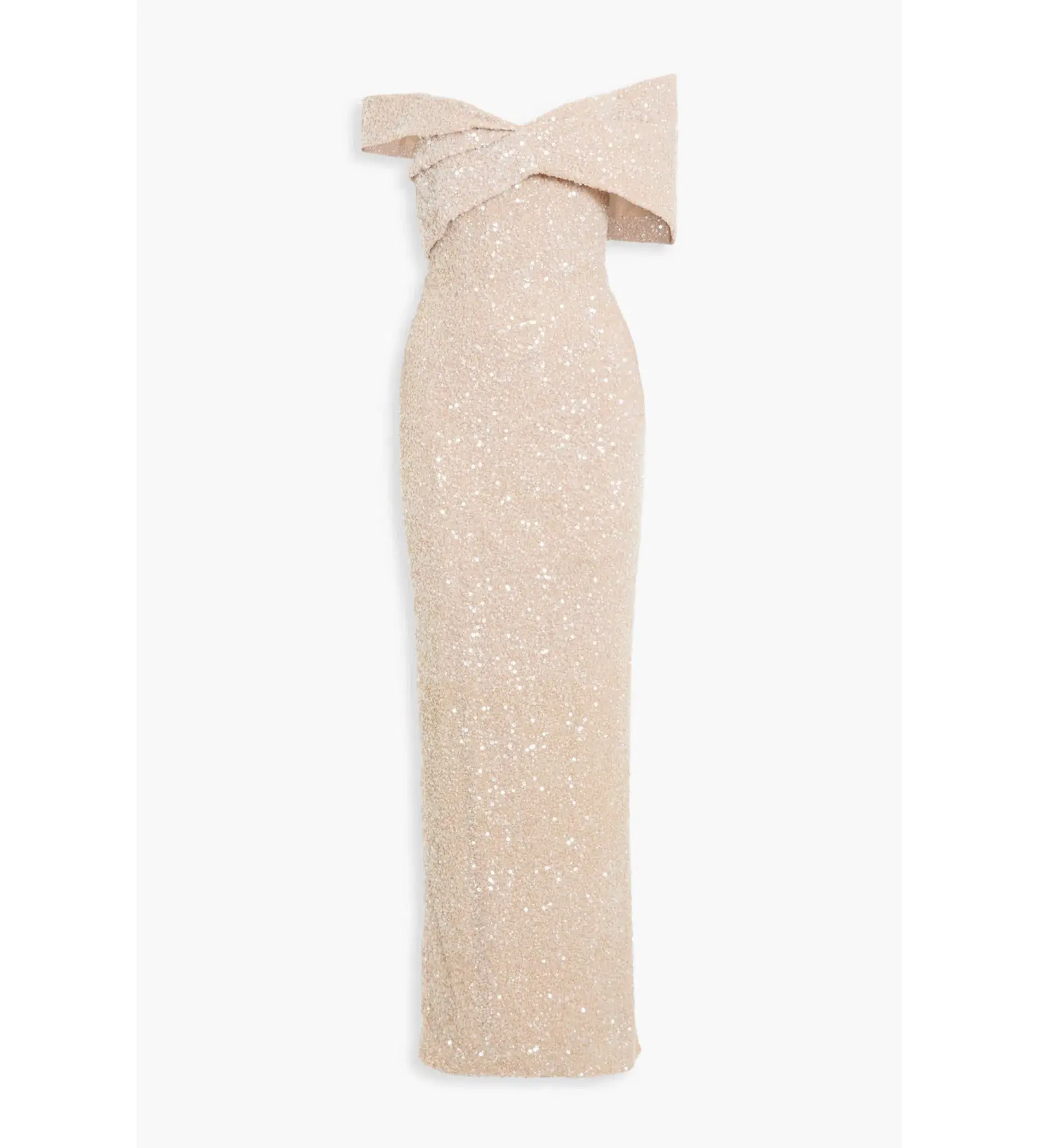 Rachel Gilbert Mirella Off Shoulder Gown in Neutral Size AU 14 - Image 4