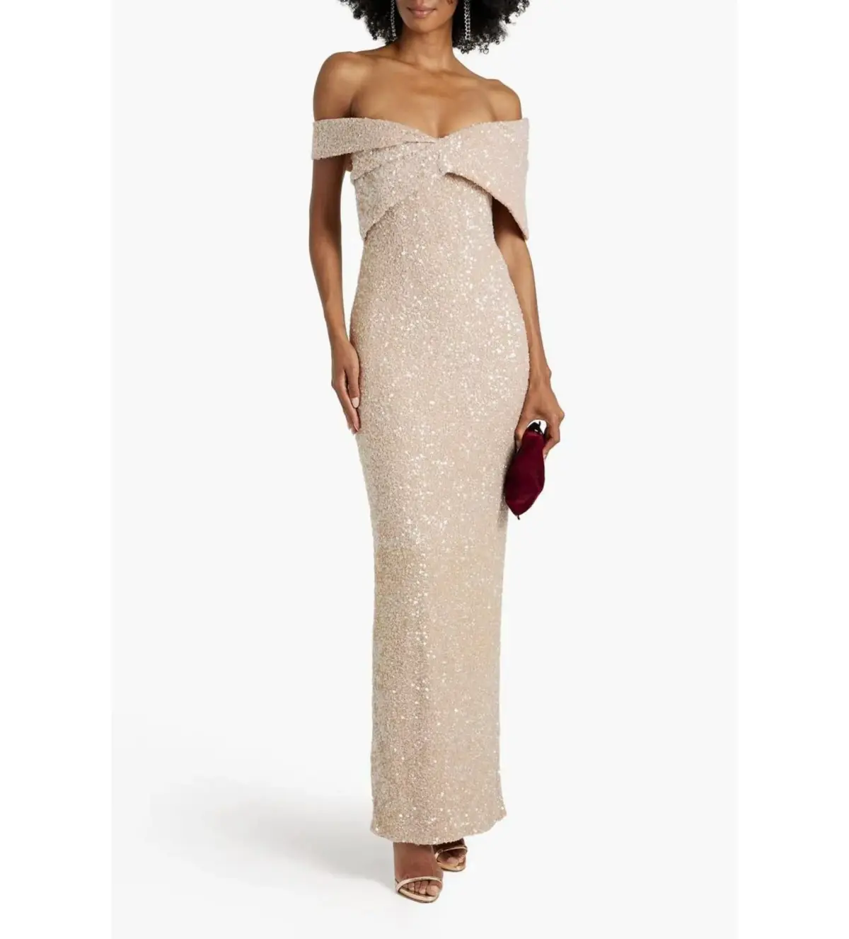 Rachel Gilbert Mirella Off Shoulder Gown in Neutral Size AU 14 - Image 1