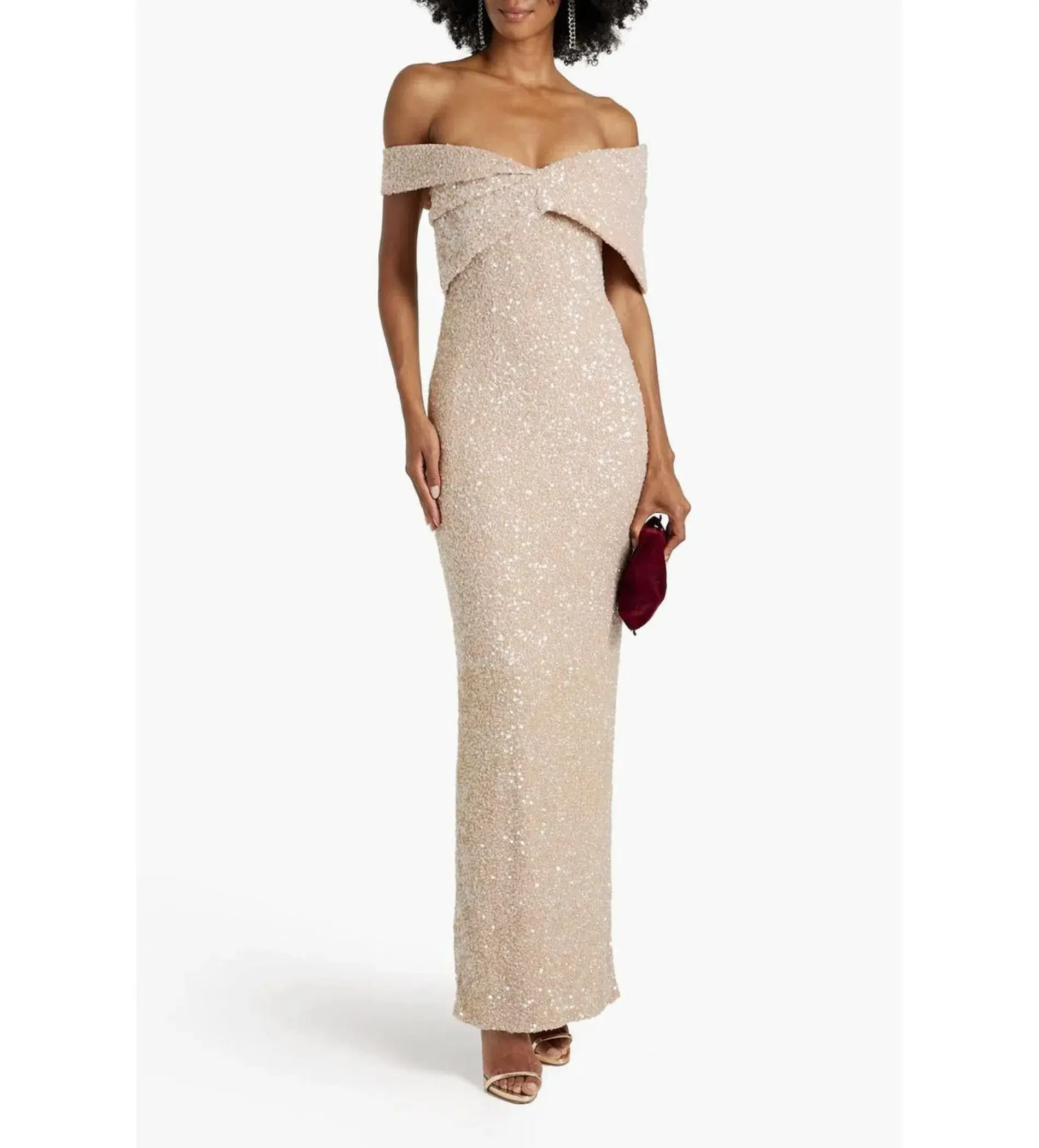 Rachel Gilbert Mirella Off Shoulder Gown in Neutral Size AU 14 - Image 1