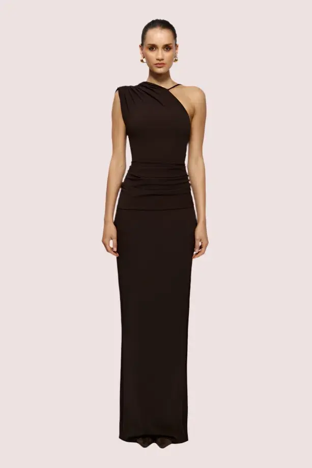 Effie Kats Greer Gown in Chocolate Size AU 10 - Image 1