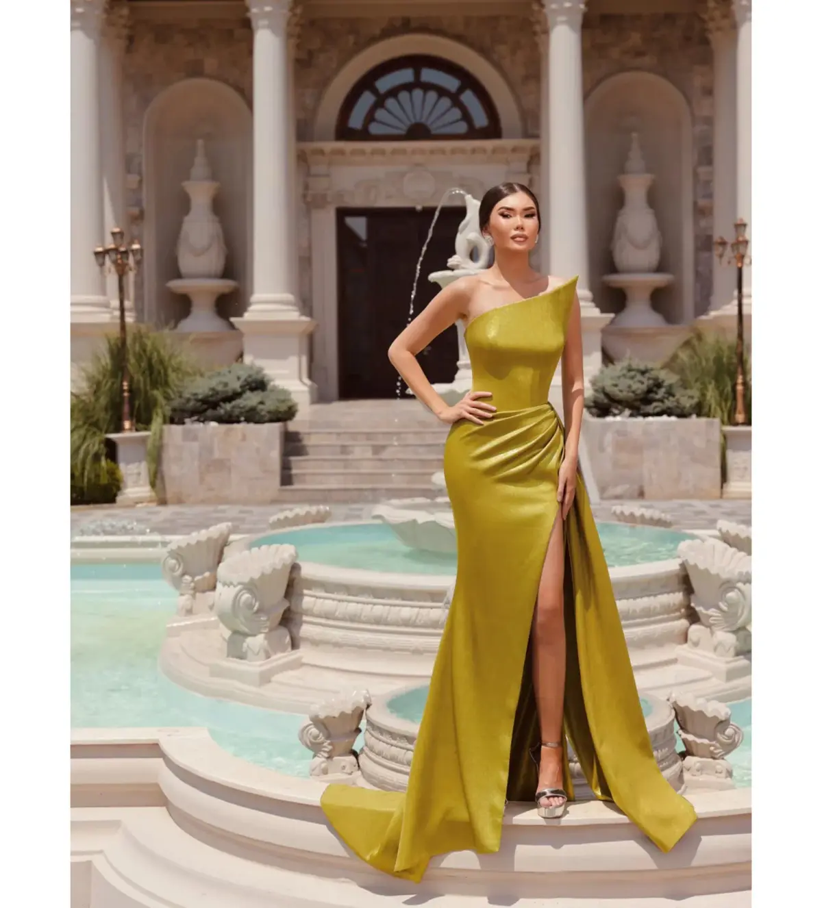 Vlora & Kaltrina Elysium Bexley Maxi Gown Olive Green Size 10 - Image 1