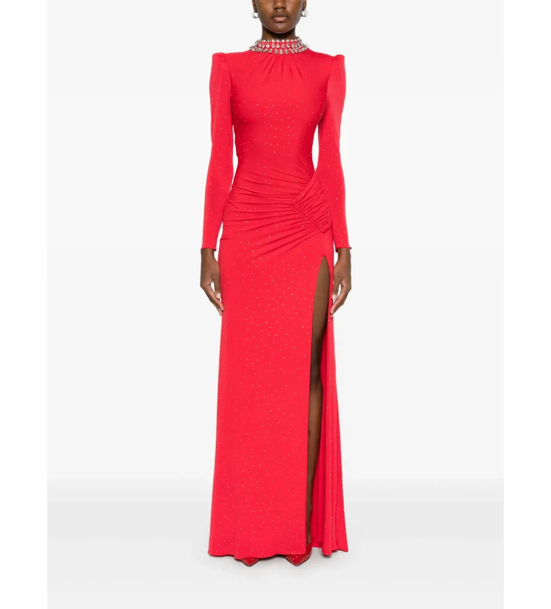 Nissa Crystal Embellished Maxi Dress in Red Size AU 10 - Image 1