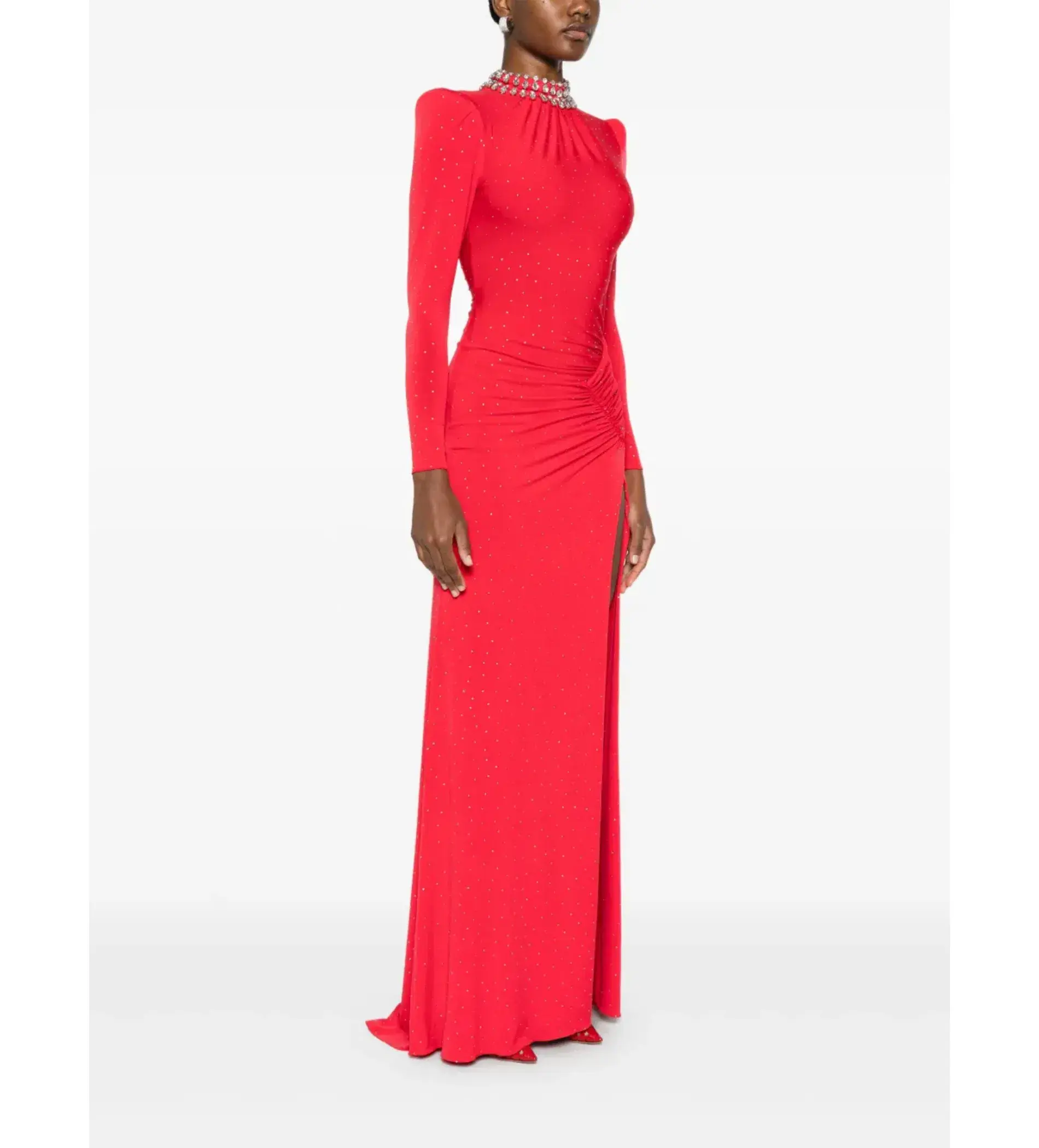 Nissa Crystal Embellished Maxi Dress in Red Size AU 10 - Image 2